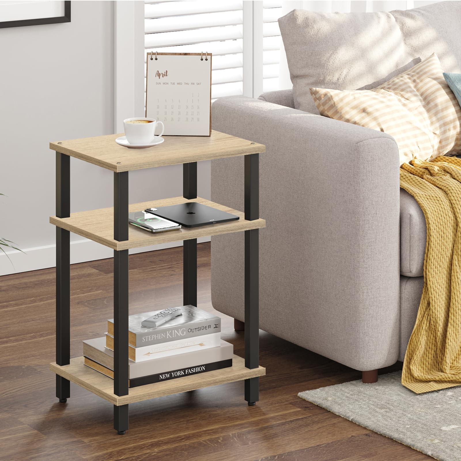 End Side Table Nightstand 3Tier Storage Shelf Couch Small Room TB01BO049
