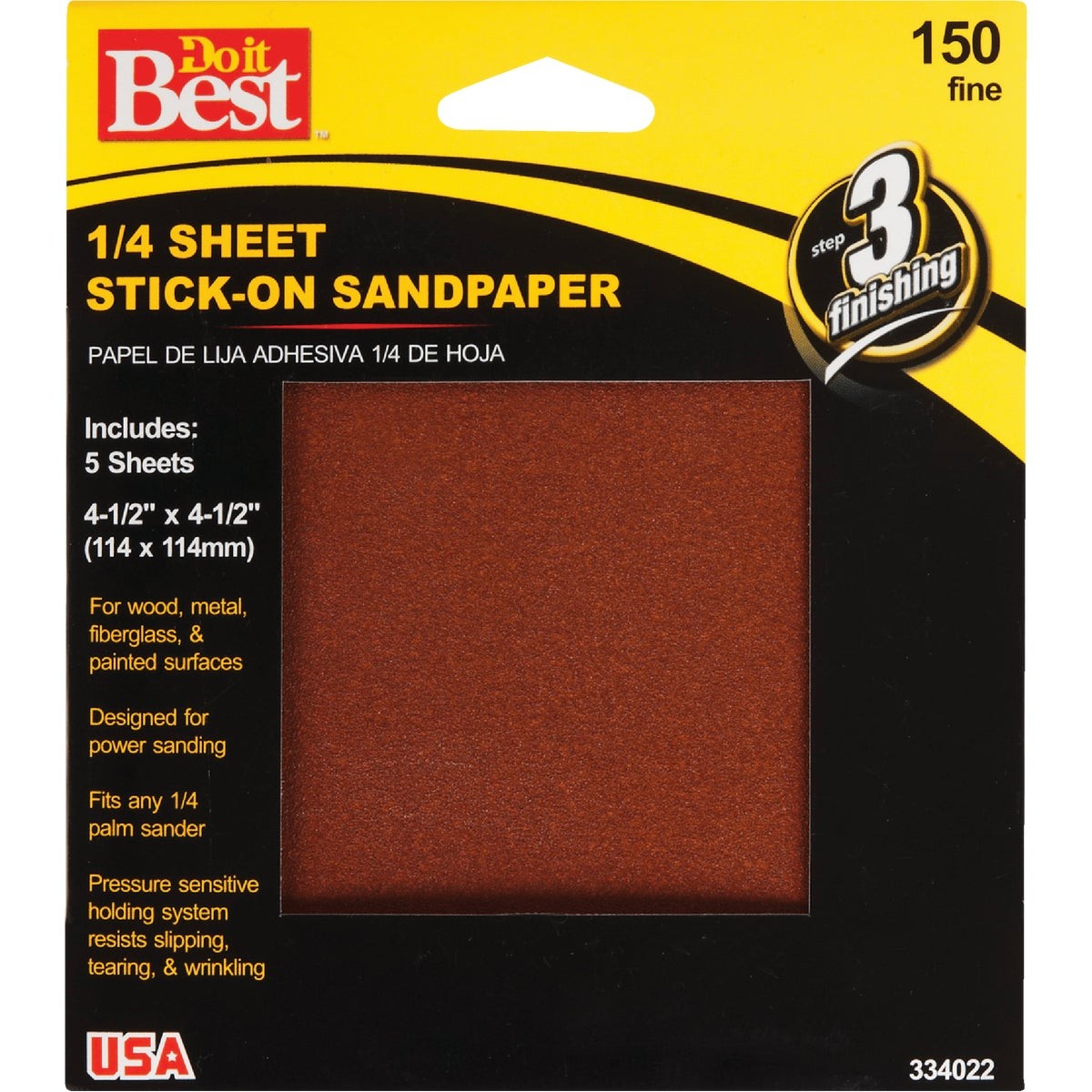 Do it Best Stick-On 150 Grit 1/4 Sheet Power Sanding Sheet (5-Pack) 334022GA SIM