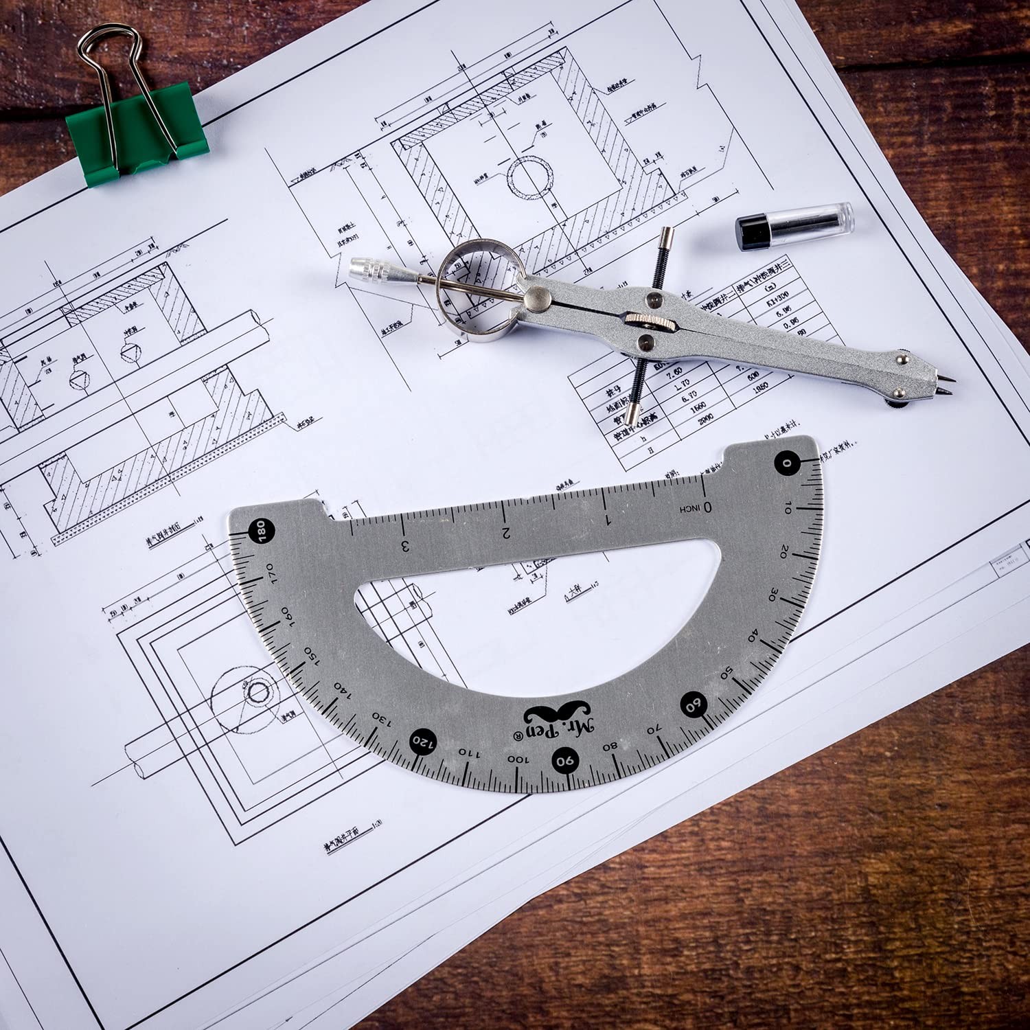 Mr. Pen- Metal Protractor and Convertible Compass Set, and...