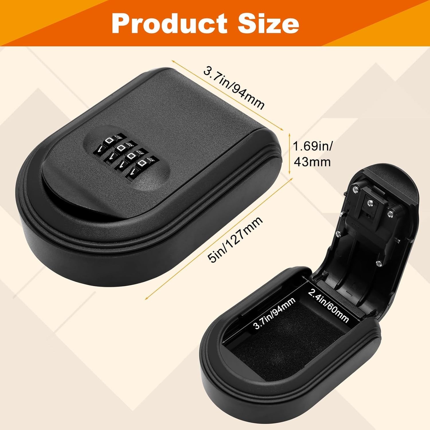 Magnetic Key Holder with Lock, Magnet Key Lock Box Hidden Under Car, Secure 4...