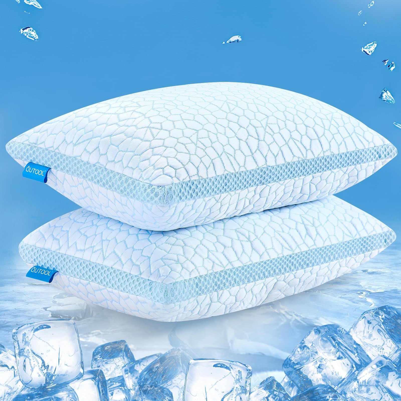 QUTOOL Double Sided Cooling Pillow for Hot King(2 Pack)-20'*36', Blue