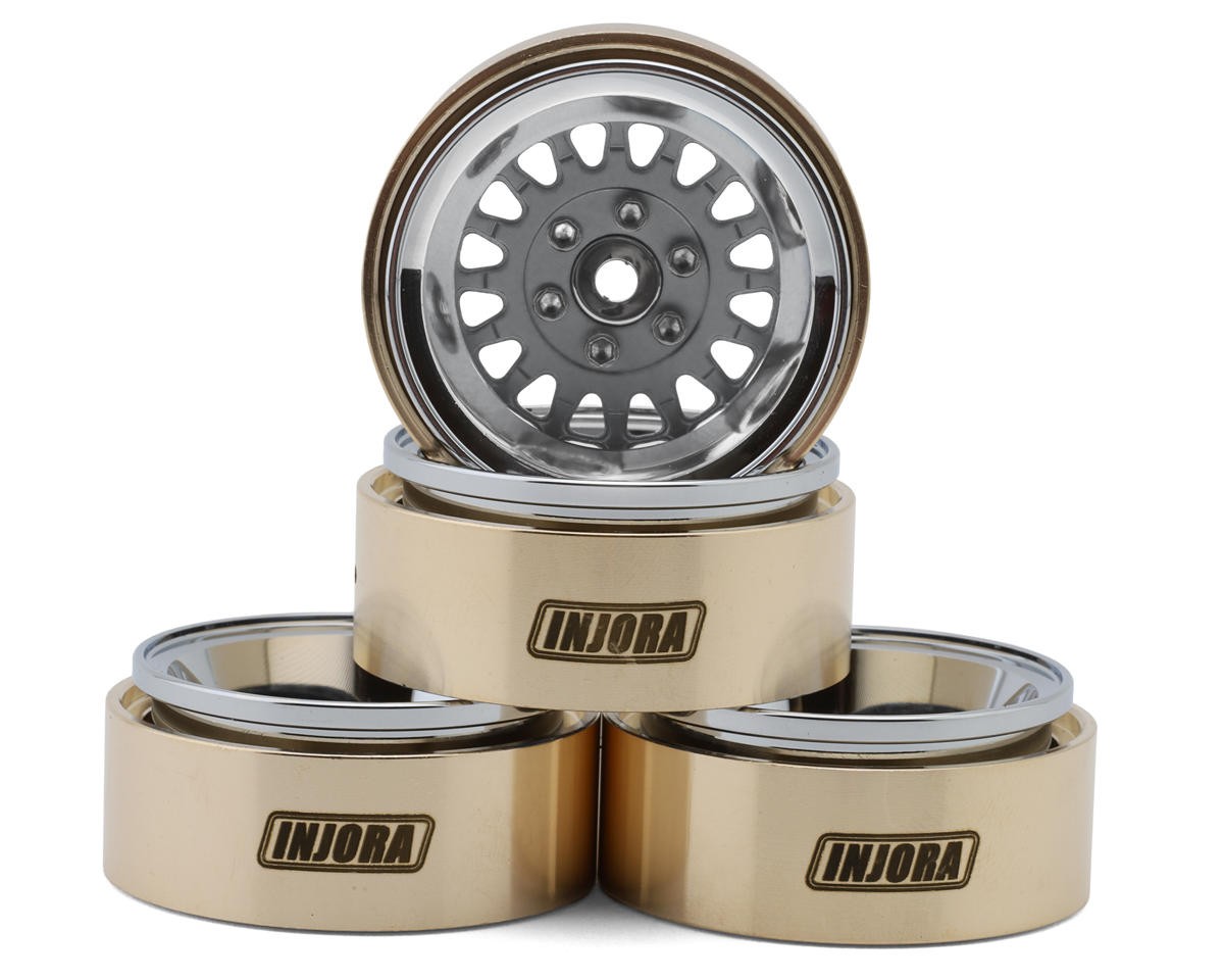 Injora 1.3" ModuWheel Brass & Aluminum Micro Crawler Beadlock Wheels (Grey)