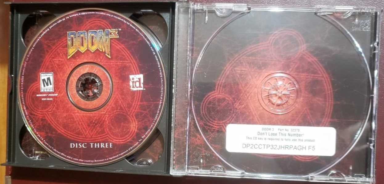 Doom 3 PC CD ROM 3 CD's and Product Key