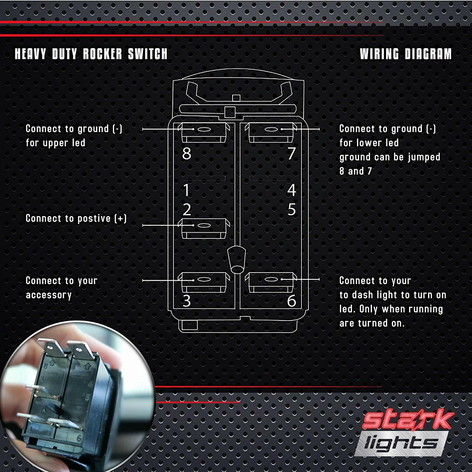 KILL SWITCH - Horizontal LED Rocker Switch 5 Pin Dual Light 20A 12V ON / OFF