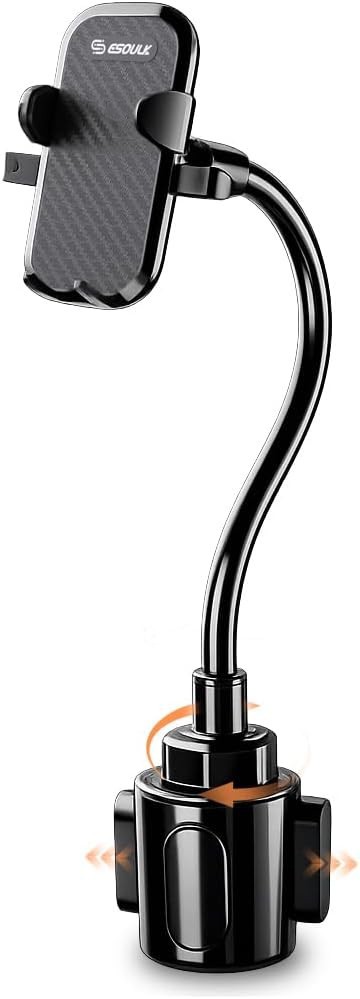 Car Cup Phone Holder with 11 inch Long Gooseneck Arm – Adjustable Universal Cup