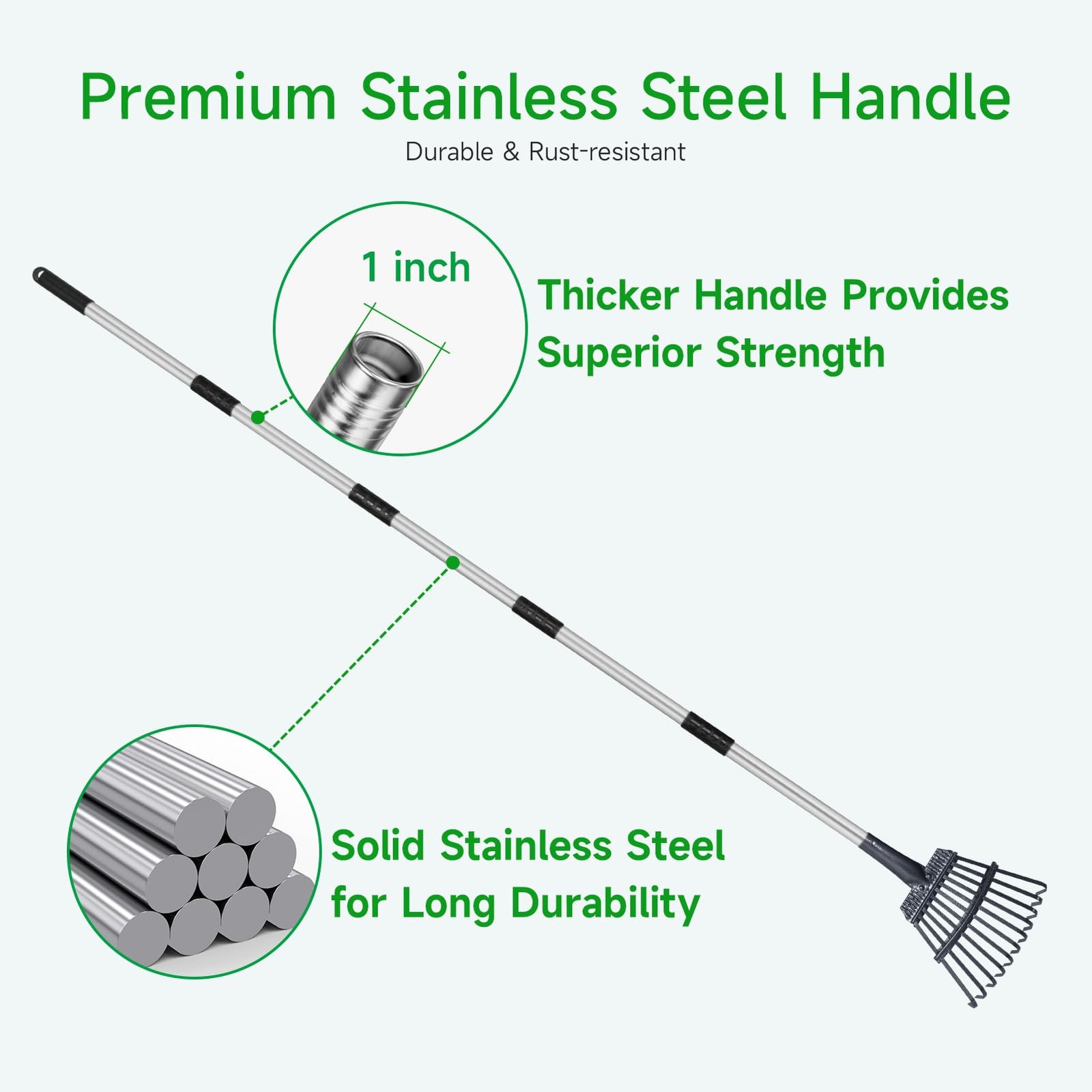 GreatBuddy Adjustable Leaf Rake, 8'' Wide Metal Rake, Perfect for Shrub, Flow...