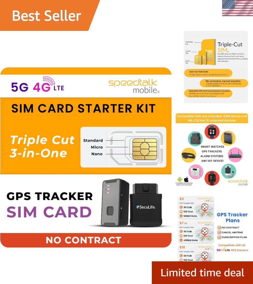 Universal GPS Tracker SIM Card Kit - Supports 5G/4G, Easy Setup, & No Contracts