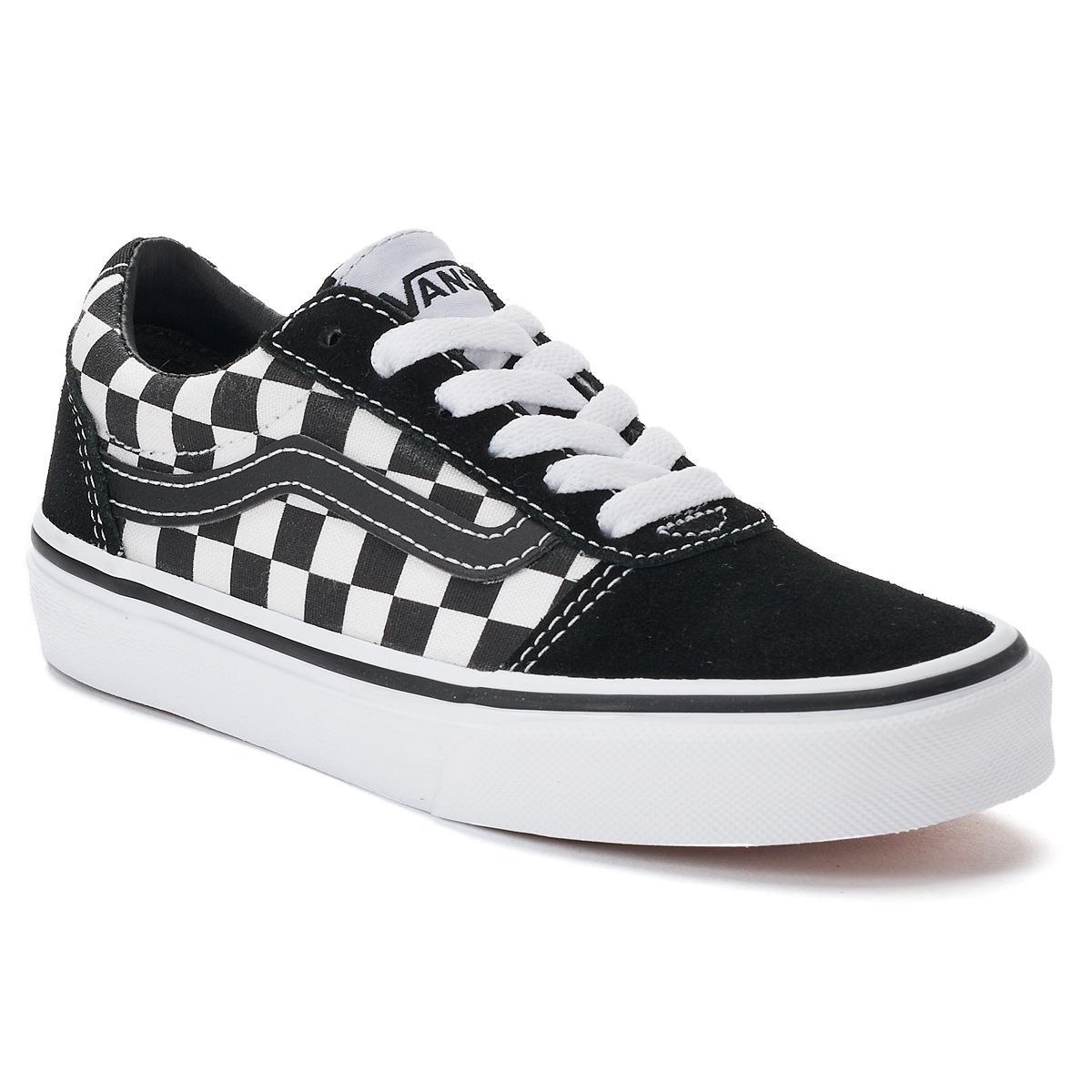 VANS Kids Ward Low Skate SHOES Sneaker Skateboarding Black White Sz 11 Boys Girl