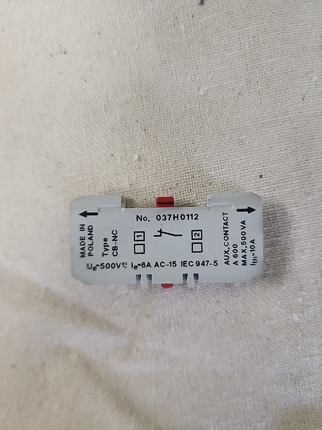 Danfoss  037H0112 Auxiliary *Red* contact 10A type CB-NC
