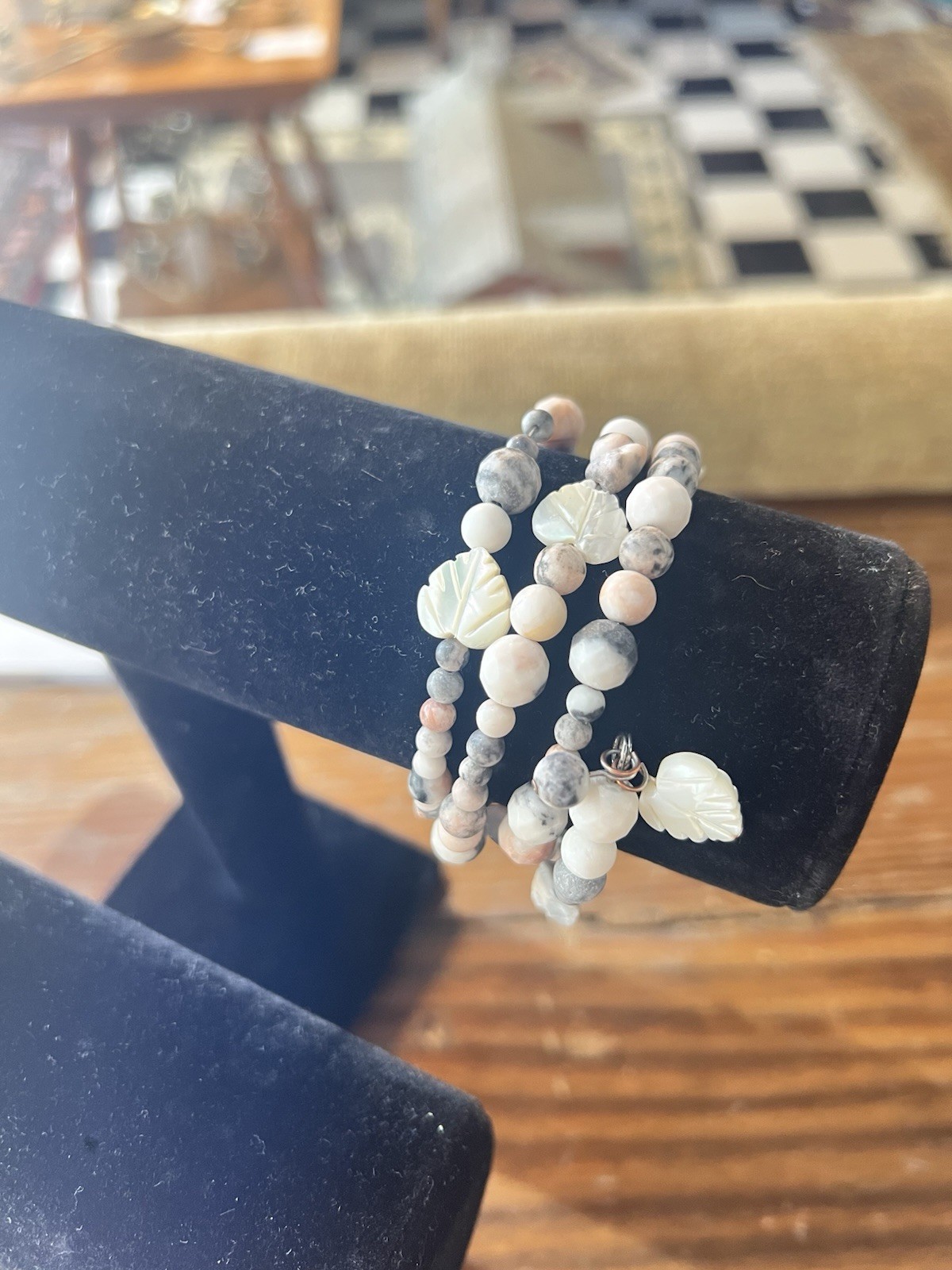 Artisan Handmade Blue Sodalite Gemstone Shell Beaded Wrap Bracelet