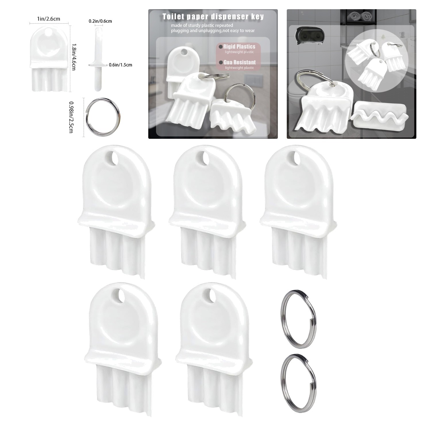 Versatile 5 Key Set for Toilet & Paper Towel Dispensers - Lightweight & Tough