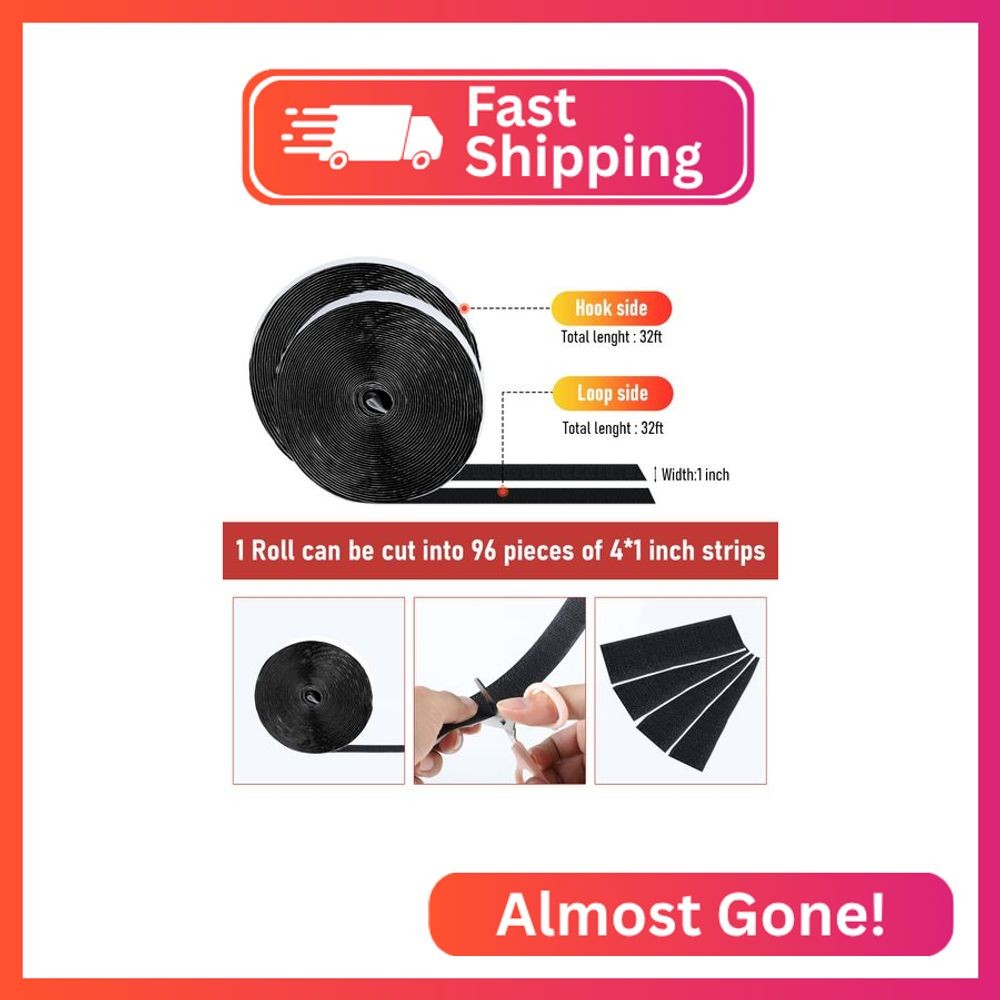 32Ft *1 Inch Hook and Loop Tape with Adhesive Back, Heavy Duty Double Sided Adhe