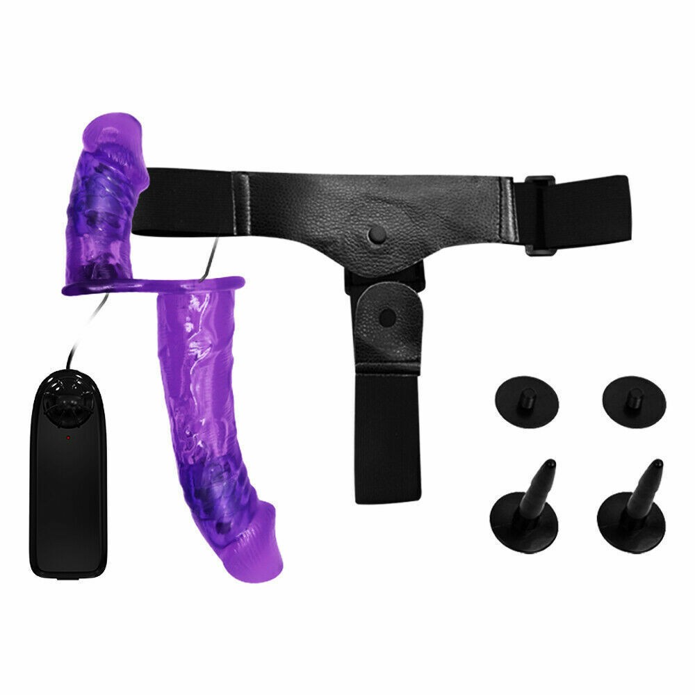 6.3 inch Vibrating Double Sided Strap-On Dildo Remote Double Ended Penetration