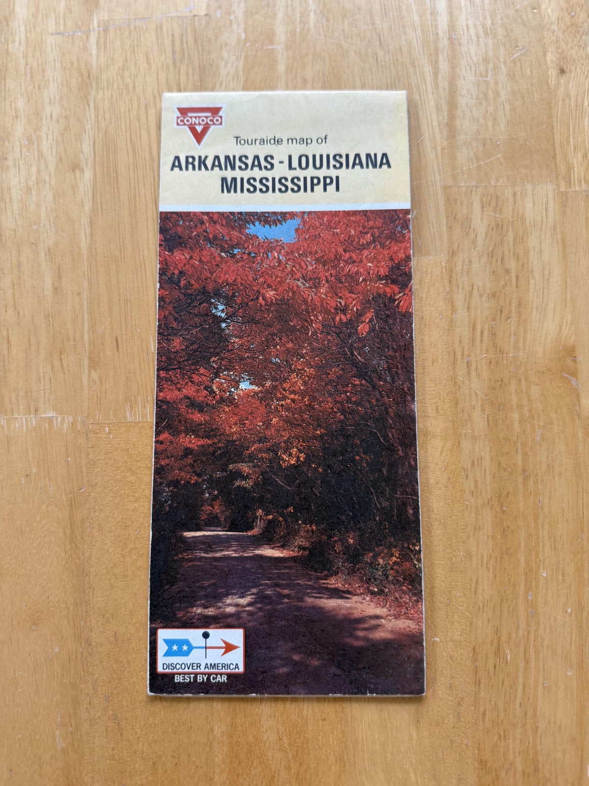 Vintage Conoco Arkansas Louisiana Mississippi Road Map Folded Brochure USA