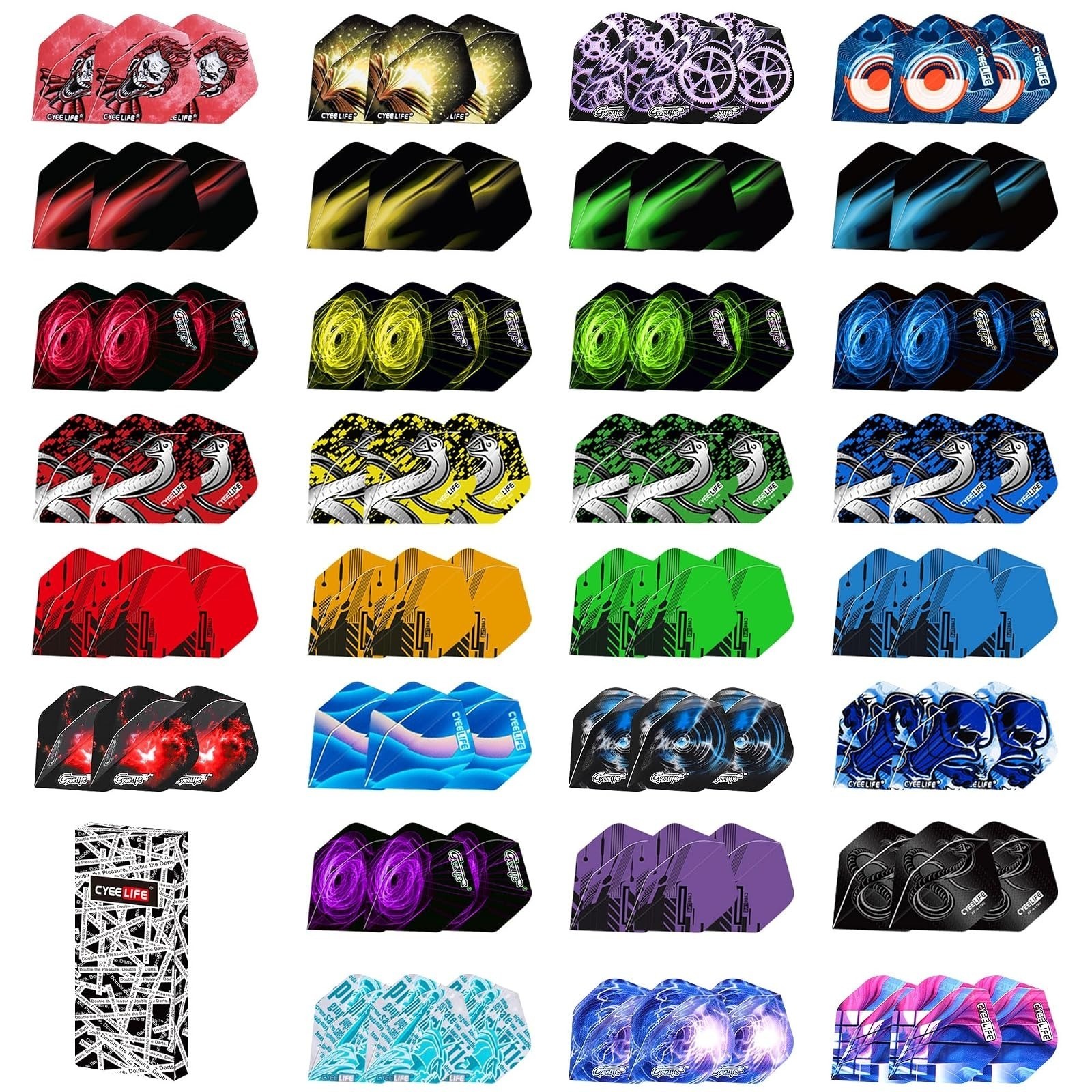 CyeeLife Standard Dart Flights 90 Pcs Durable PET Replacement Wings