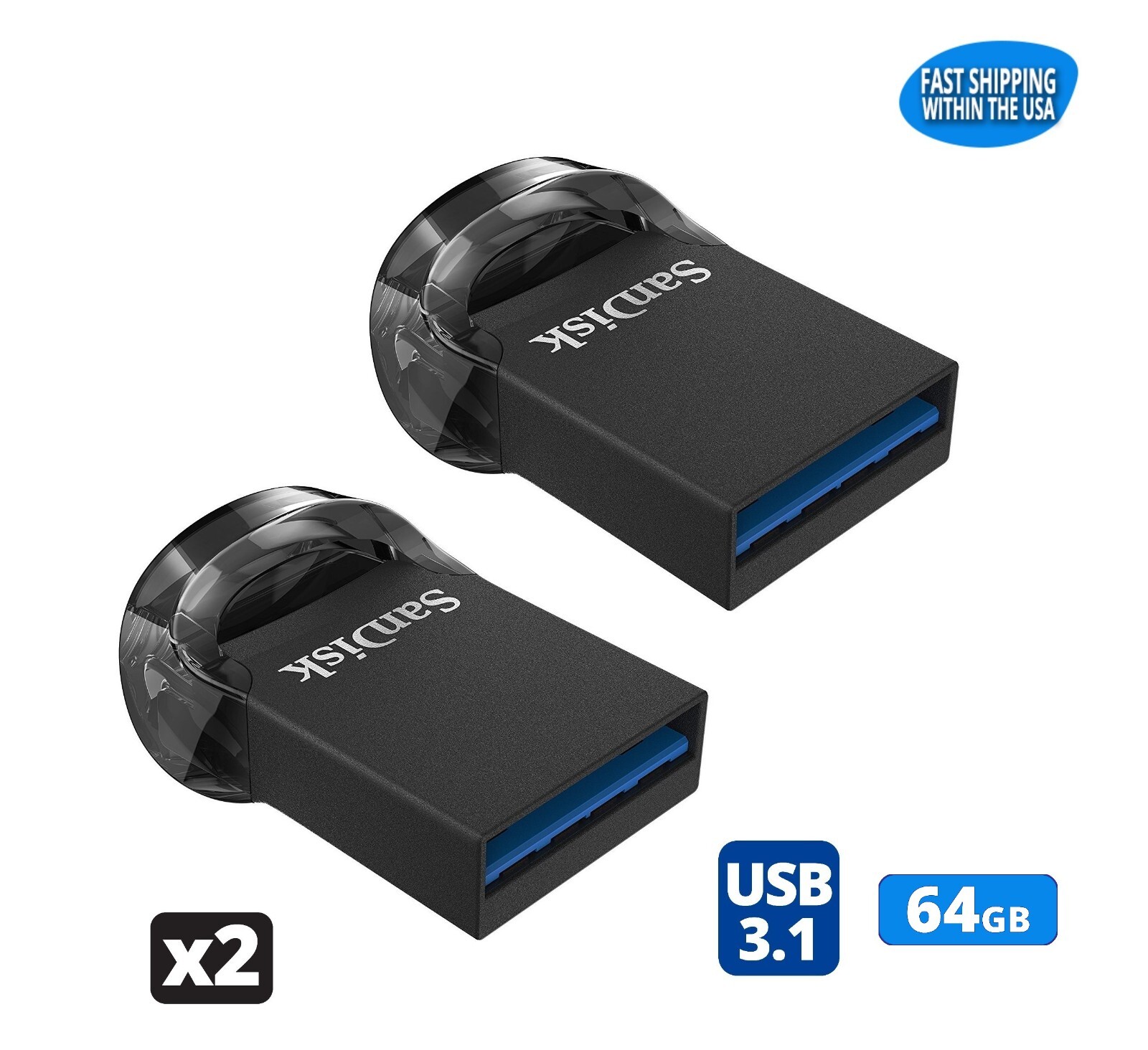Sandisk Ultra Fit 64GB USB 3.0 / 3.1 Flash Drive Thumb Drive Pen Drive (2 Pack)