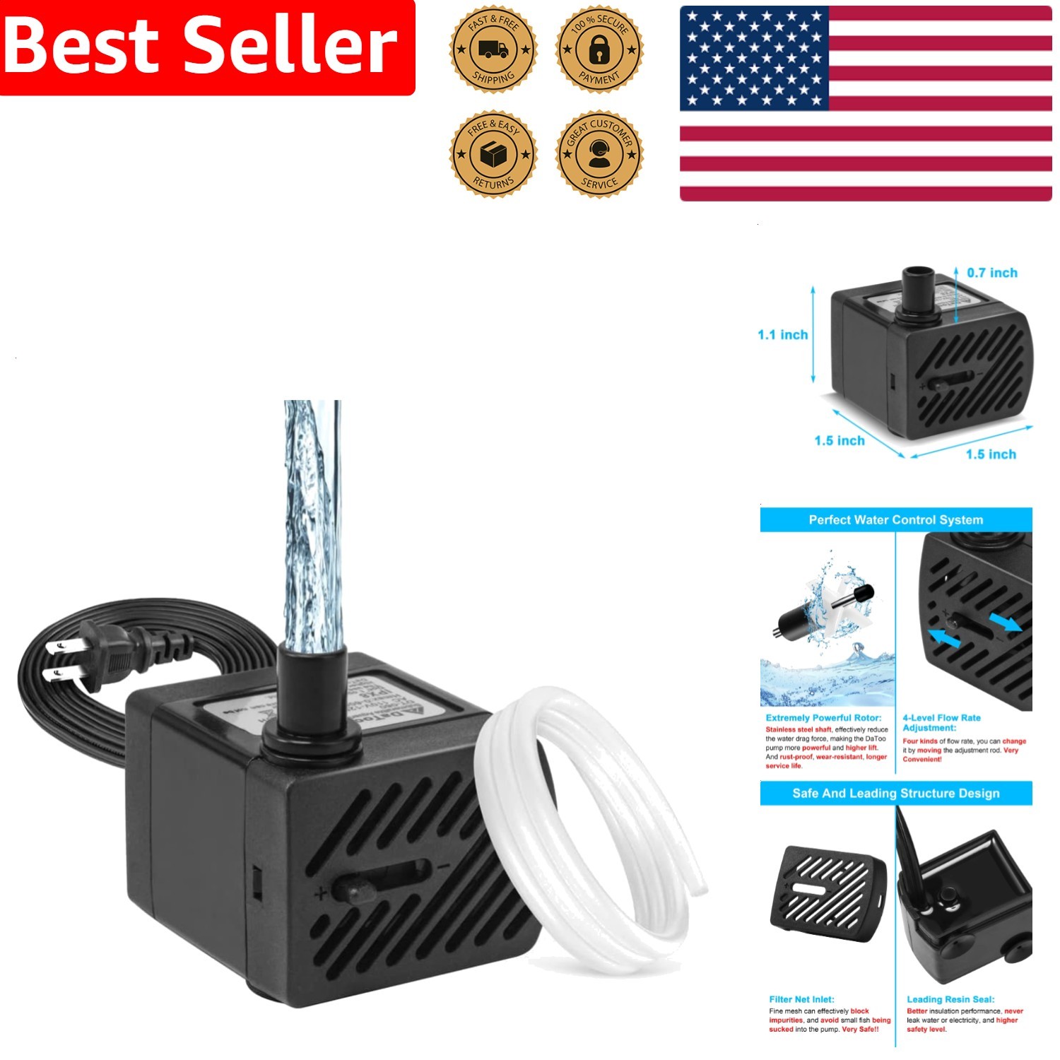3W 50GPH Submersible Water Pump Ultra Quiet for Aquarium Fish Tank Pond Fountain