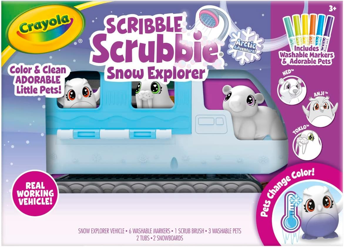 Scribble Scrubbie Pets Arctic Snow Explorer, Color & Wash Creative Toy, Gift for