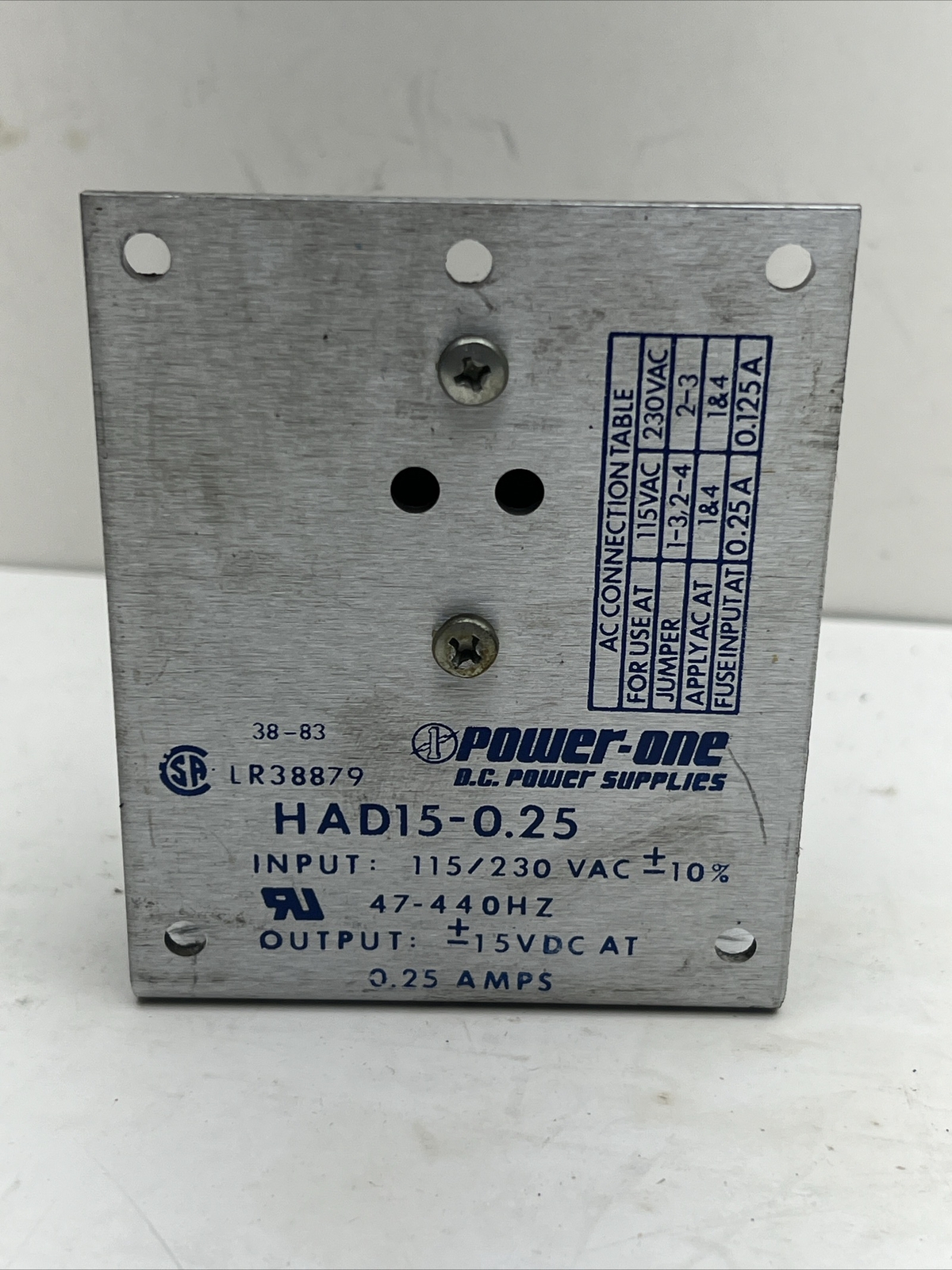 🔥Power-One HAD12-0.25 230V .25A at 15VDC Linear Power Supply, Used,FreeShip🇺🇸