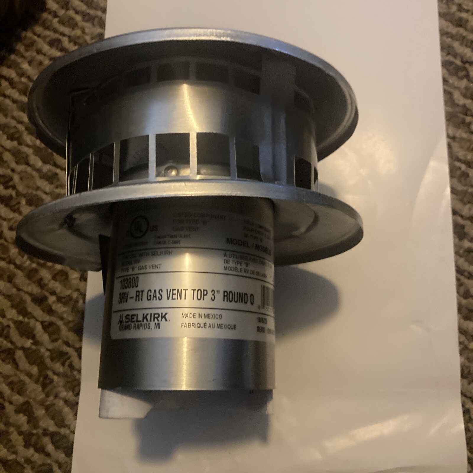 Box Of 6 RV 3 In. x 6 In. x 3-1/4 In. Gas Vent Cap 103800