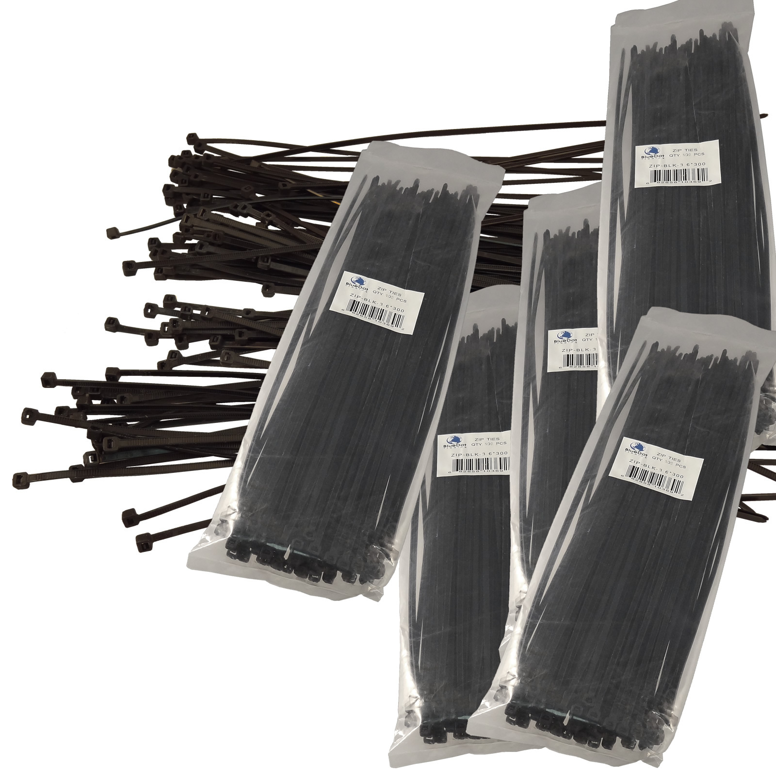 500 12" Cable Ties BLACK 300mm Long 3.6mm Wide 40# Strong Industrial Wire Ziptie