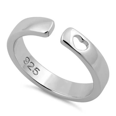 925 Sterling Silver Heart Cut Semi Band Ring