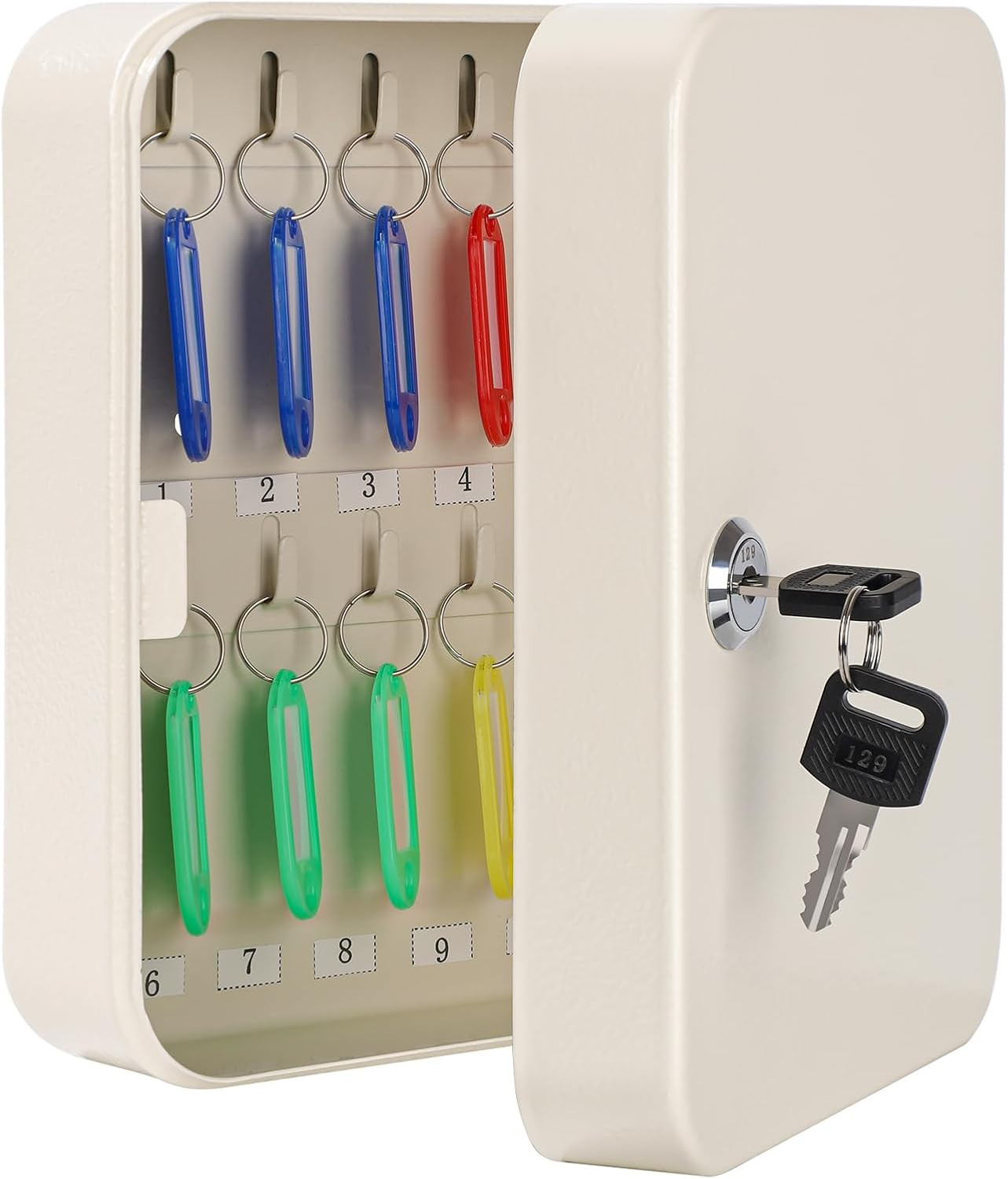 Armario Llaves Pared Con Cerradura Organizador 20 Ganchos Etiquetas Beige 1 Pz