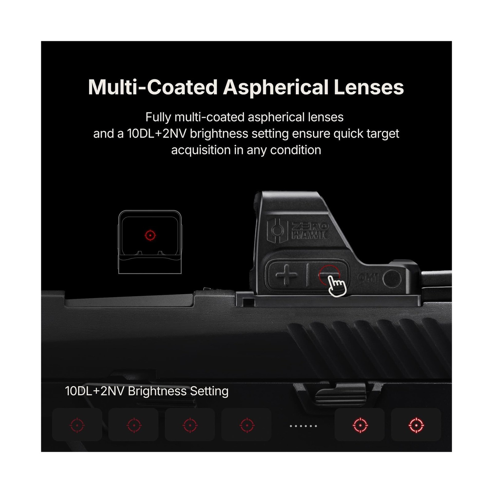 OM1 Red Dot Sight, 2 & 32/2 & 6 MOA Multi Reticle System Micro Reflex Sight f...