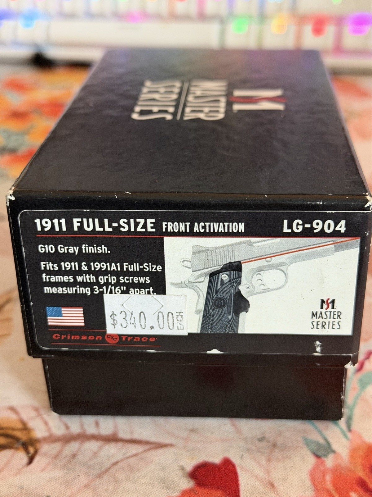 Crimson Trace Master Series G10 Grey finish RED Laser 1911 full size #LG-904
