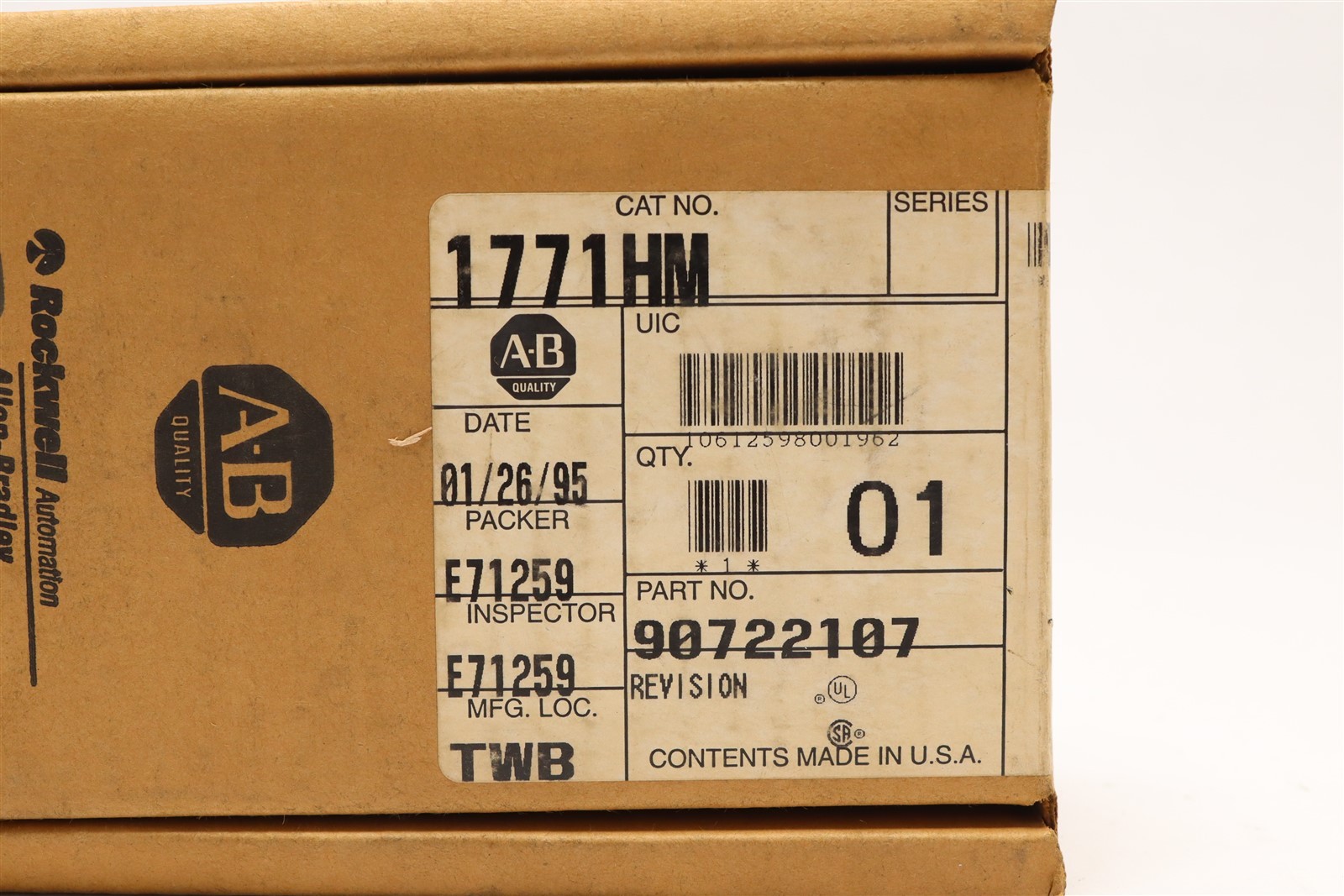 ALLEN BRADLEY MEMORY CARTRIDGE MODULE 1771-HM