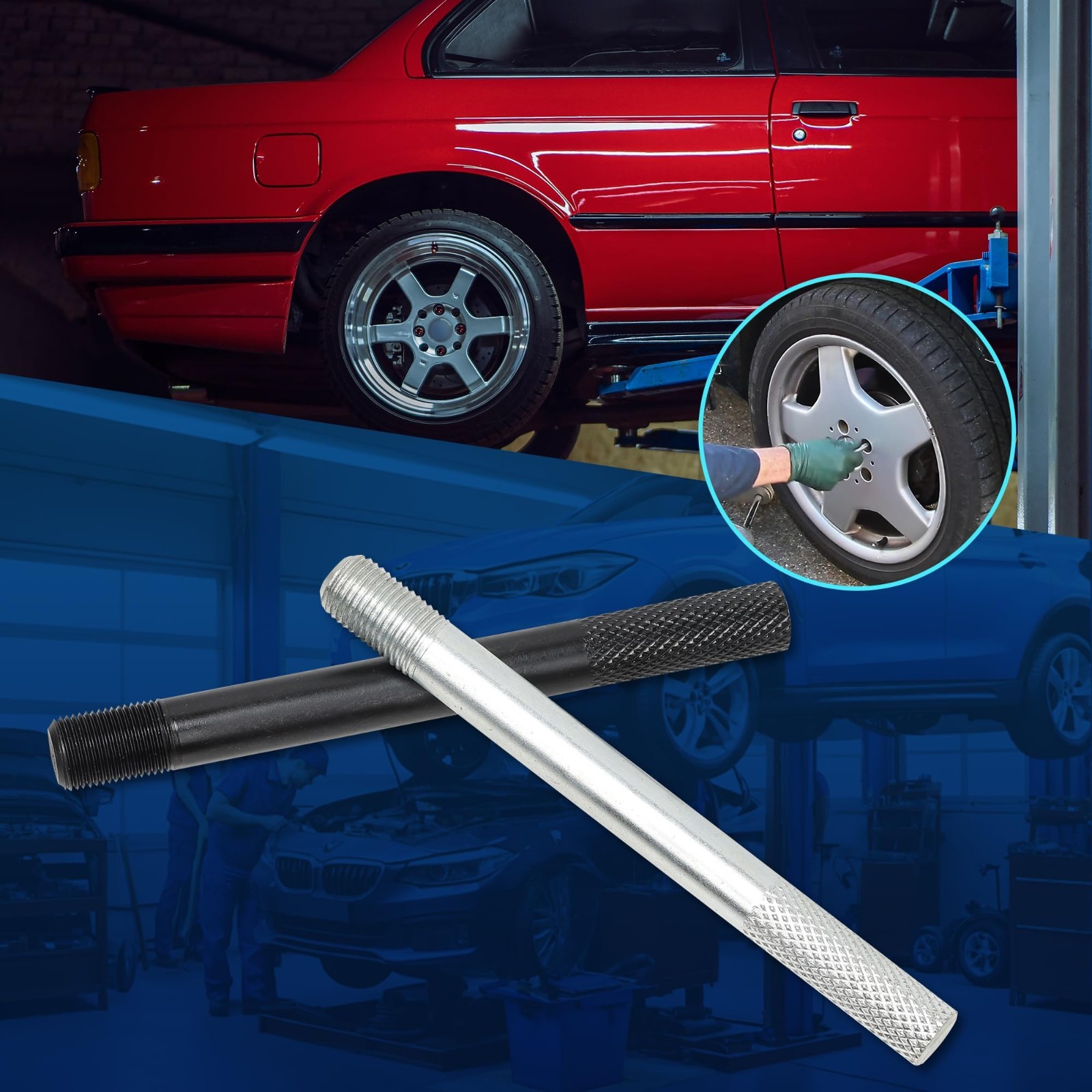 10PC Wheel Alignment Pins Set, Steel Alloy Guide Tool for M14/M12/M15 Lug Bolts