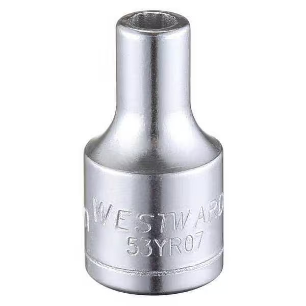 WESTWARD 1/4 in Drive, 3.5mm Triple Square Metric Socket, 12 Points,  Steel,