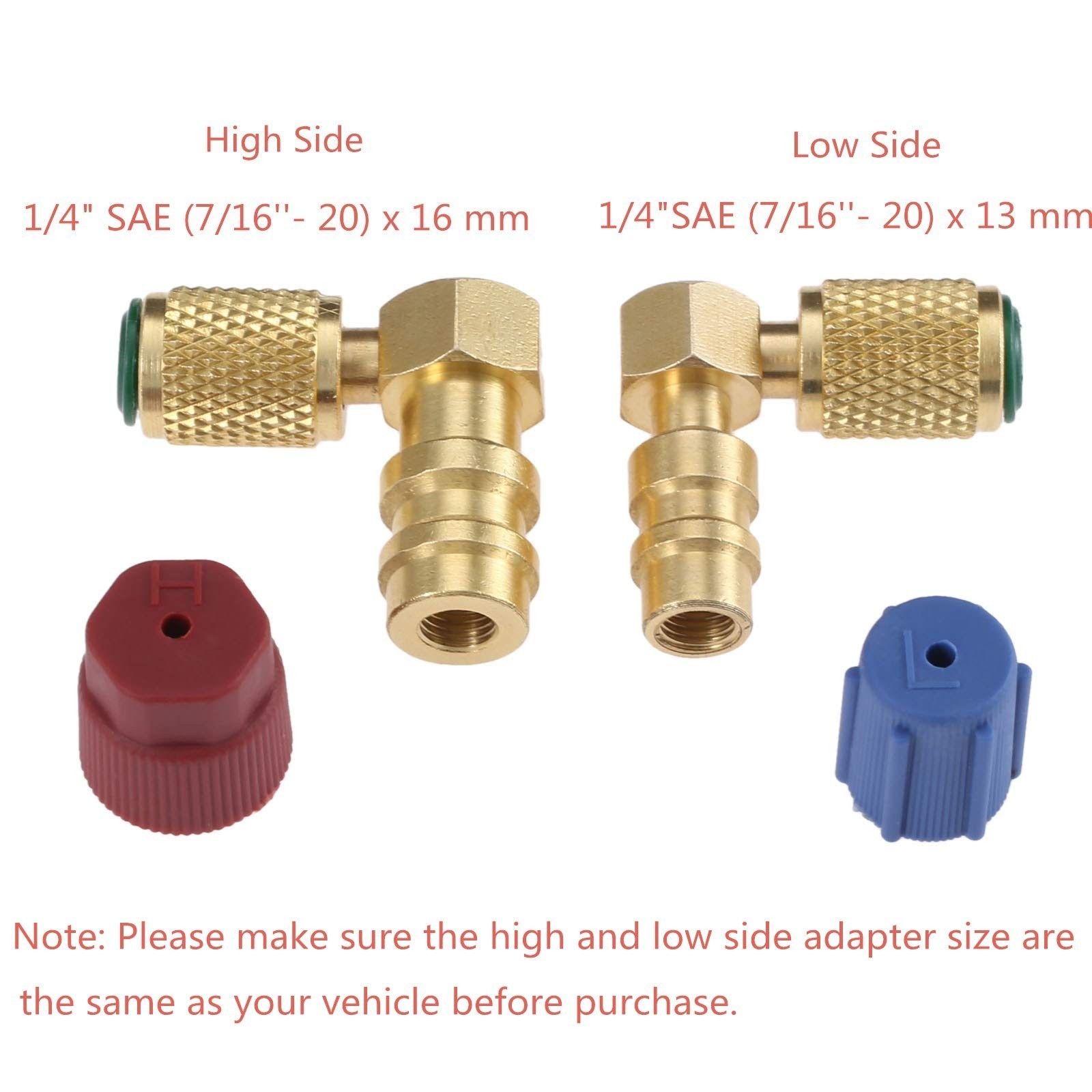 R12 to R134 A High/Low AC Fitting Port Retrofit Conversion Adapter, Quick Cou...