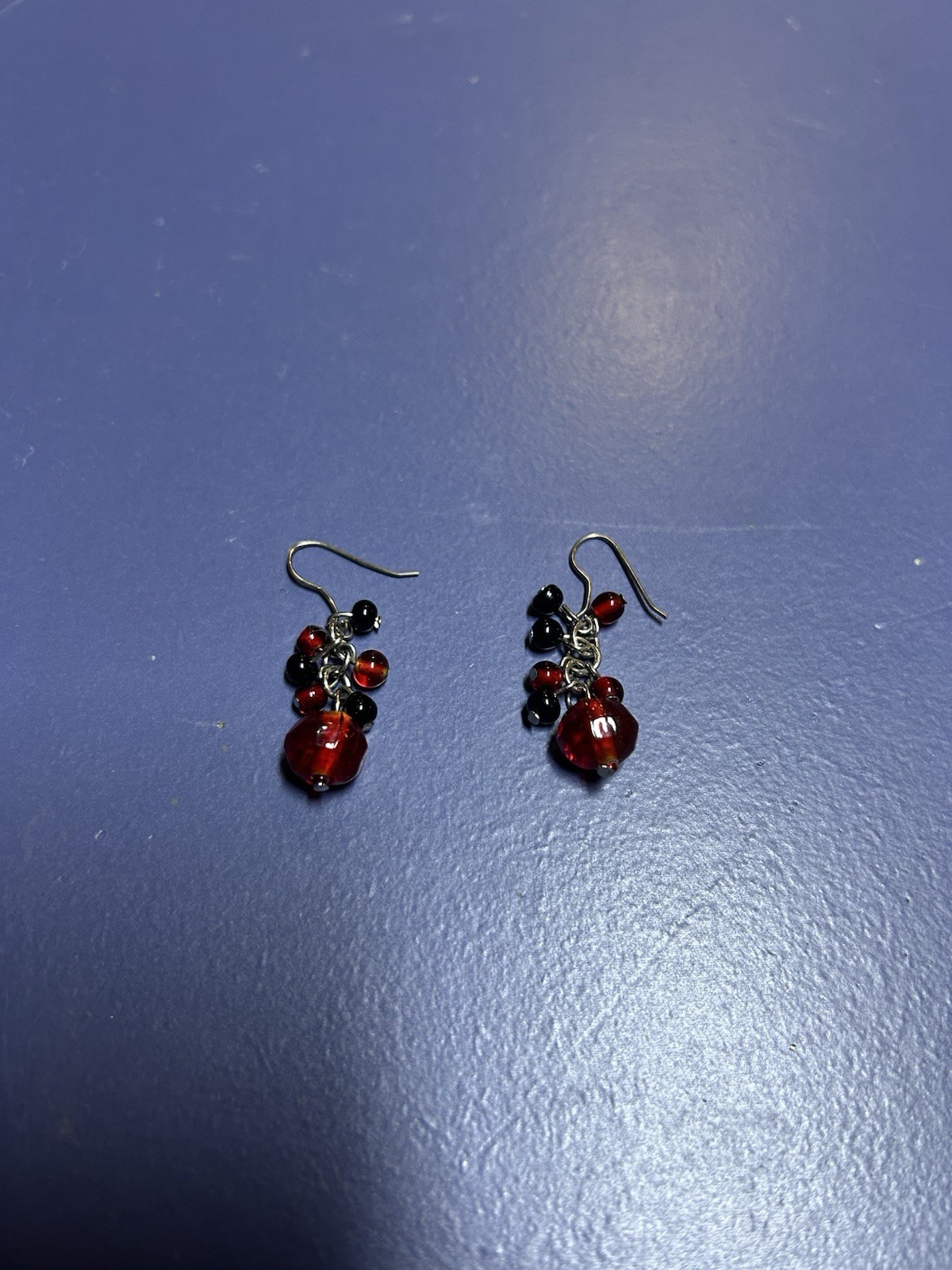 Beads Of Love. Vintage Dangle Red And Black Earrings