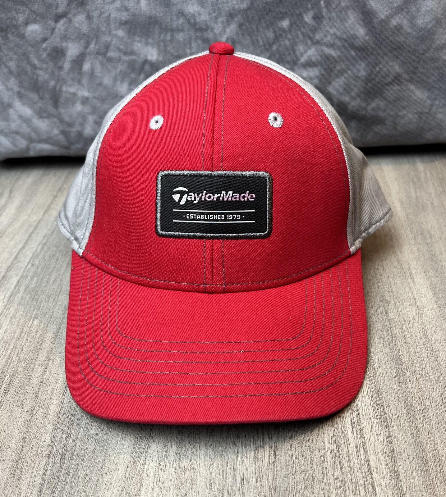 TaylorMade Golf Hat Cap Strap Back Red Gray Mens One Size Adjustable Golf Sports
