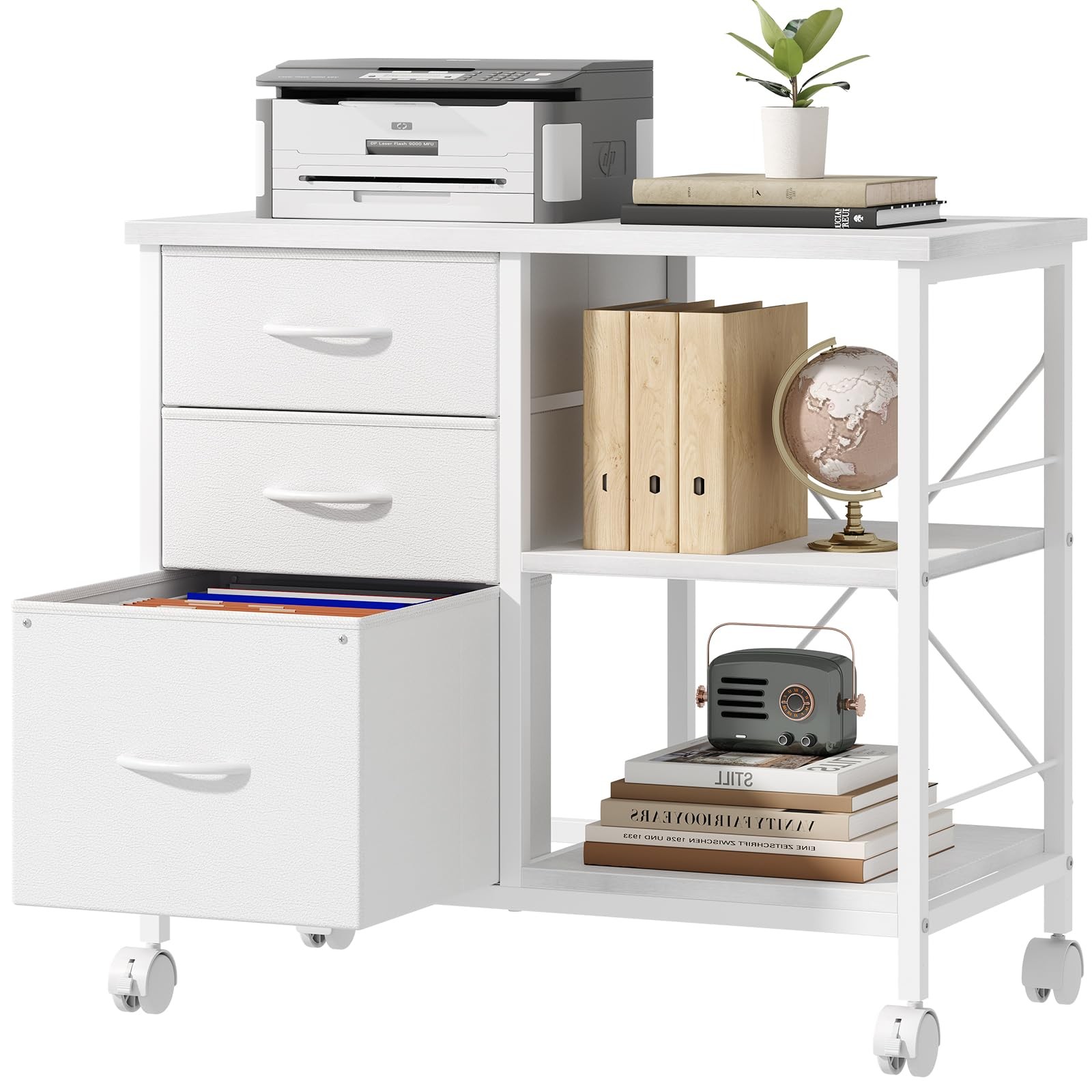 3 Drawer Mobile File Cabinet, Rolling Printer Stand with Storage