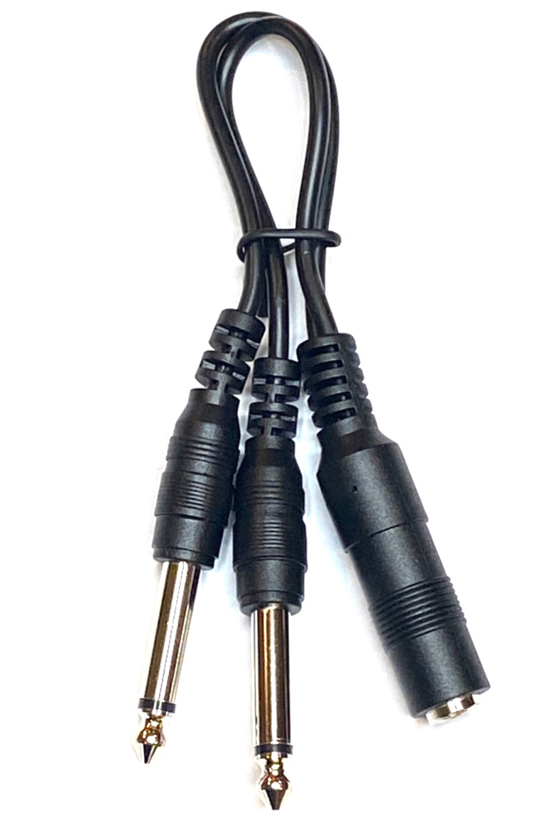 1/4" Mono Y Splitter Cable TS Female to Dual TS Male Audio Breakout Adapter