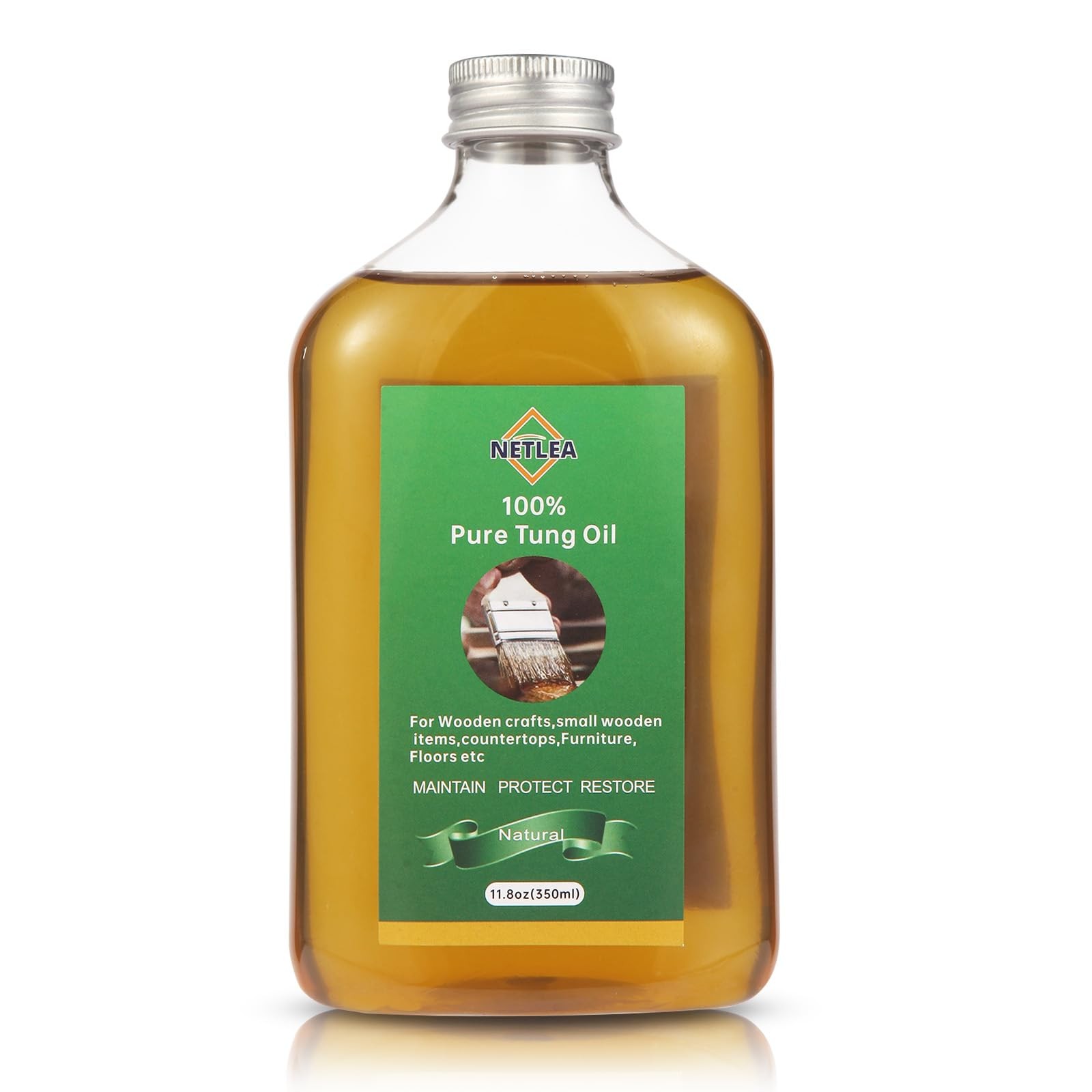 NetLea Small Woodworking Tung Oil, 11.8oz Pure Tung Oil for Wood Craft,Perfect
