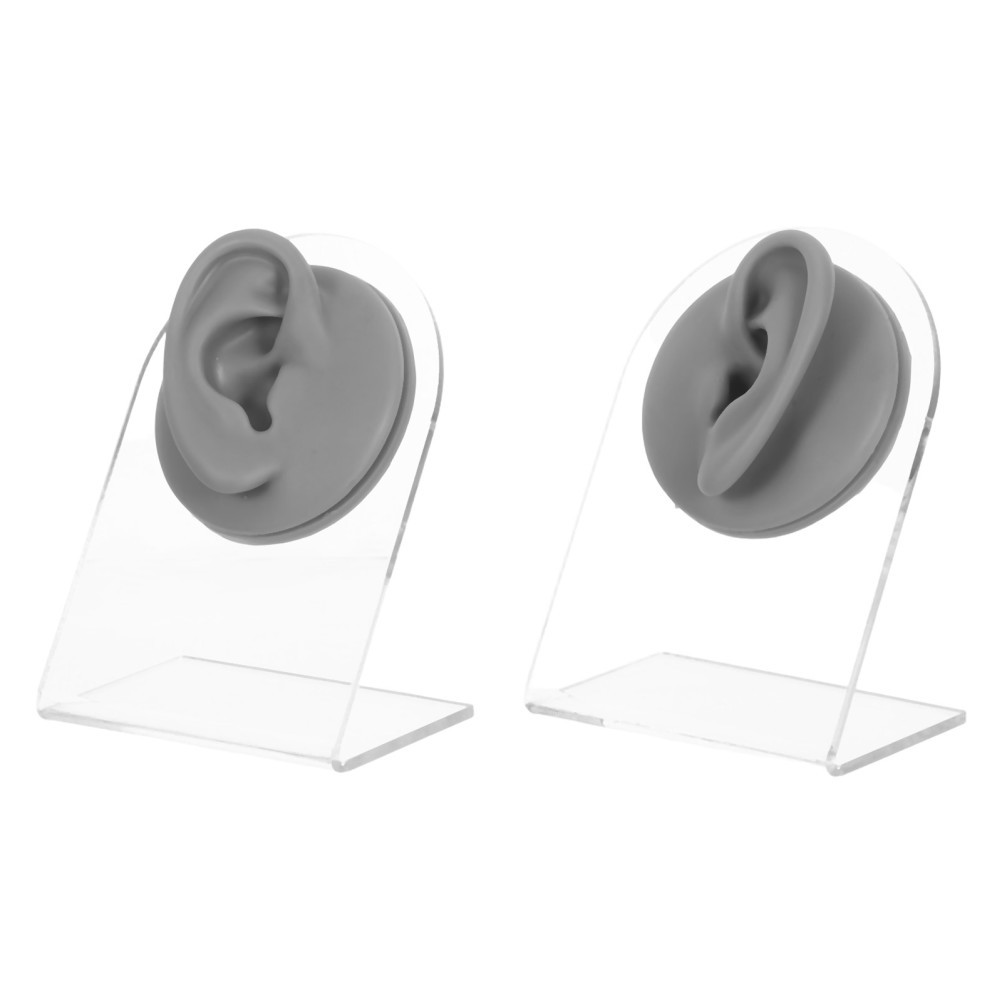 1 Set Grey Reusable Silicone Ear Model for Piercing and Jewelry Display