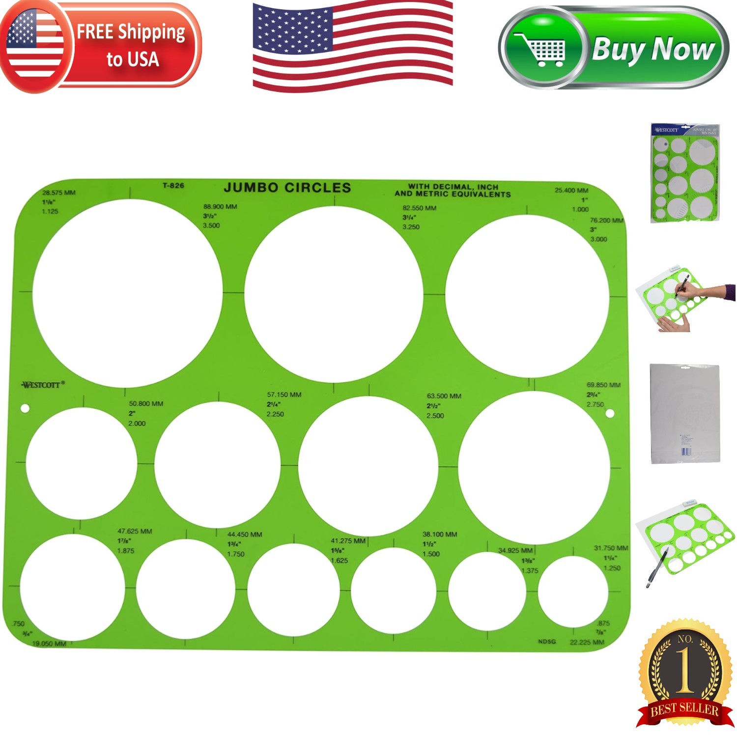 Translucent Jumbo Circle Drafting Template - Perfect for Home or Classroom