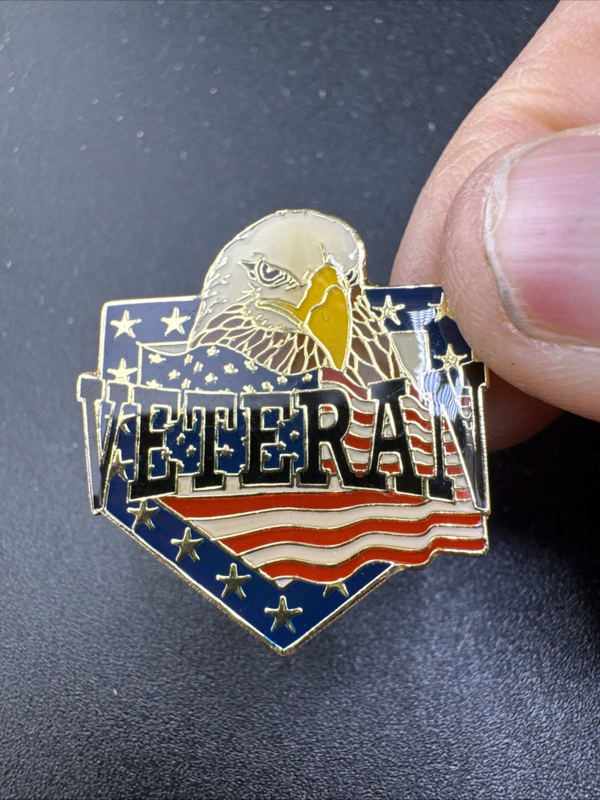USA Veteran Eagle Flag Hat or Lapel Pin