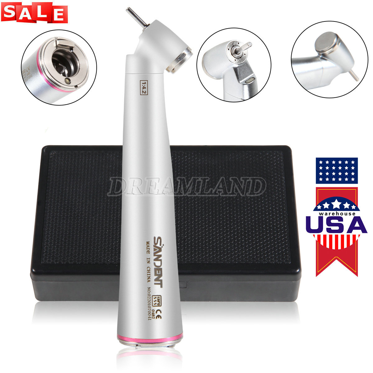 Dental 1:4.2 45° Contra Angle Surgical LED Fiber Optic Handpiece fit NSK Z45L CE