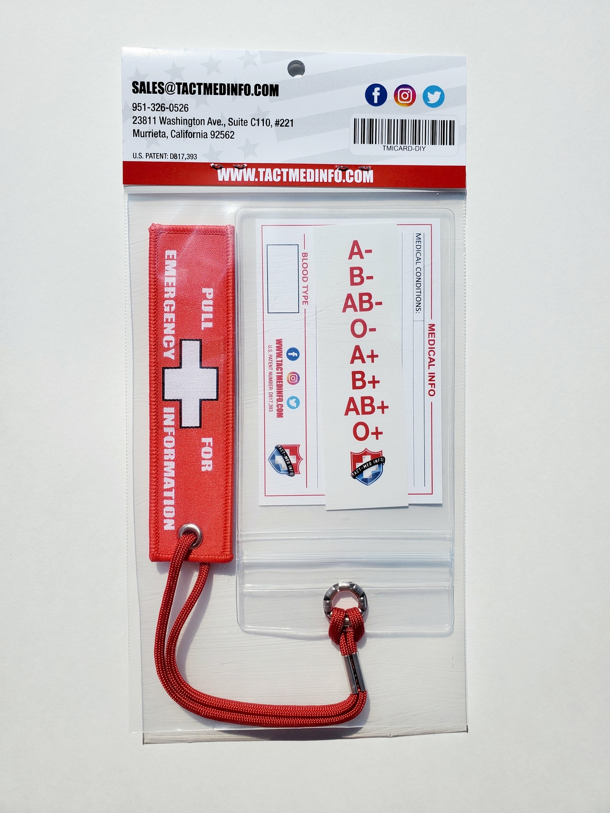 Pocket Size Tact-Med Emergency Info Card