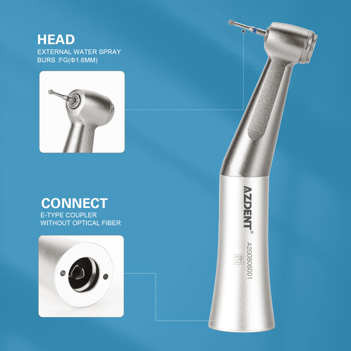 Dental 1:1 Slow Low Speed Handpiece Push Button Contra Angle Attach