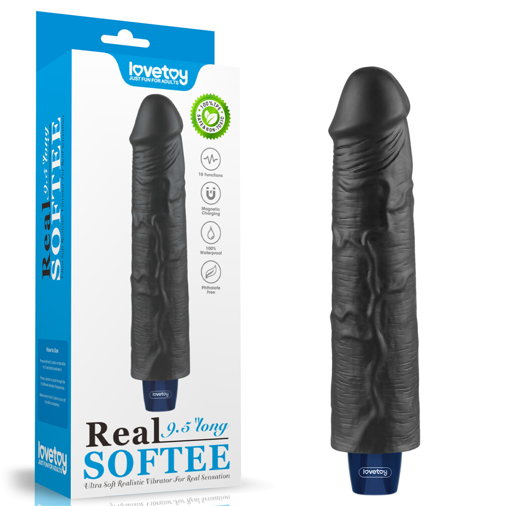9.5 inch Real Soft Skin Rechargeable Vibrating Dildo 10 Speed Sex Toy for Women