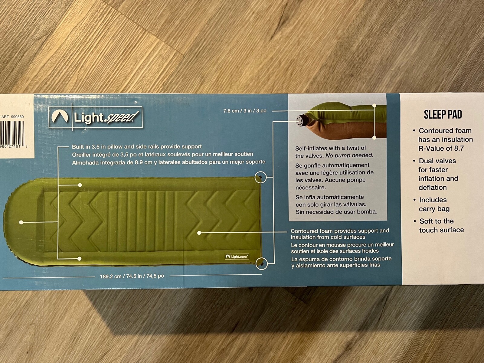 Lightspeed Self-inflating Sleeping Camping Pad w/Flexform 74.5" X 25" X 3"
