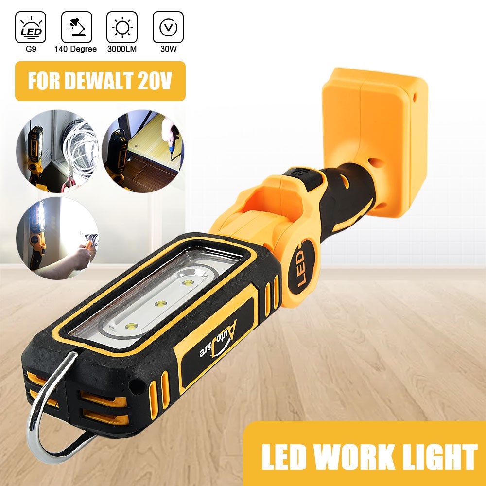 3000LM LED Work Light for Dewalt 20V Battery Car Repair Powered Flashlight 30W