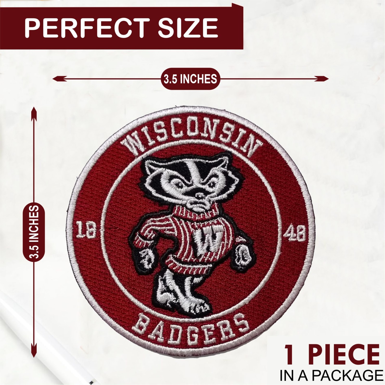 Wisconsin Badgers NCAA Team Logo Iron On Patch - Sew Patch - Embroidered Patch