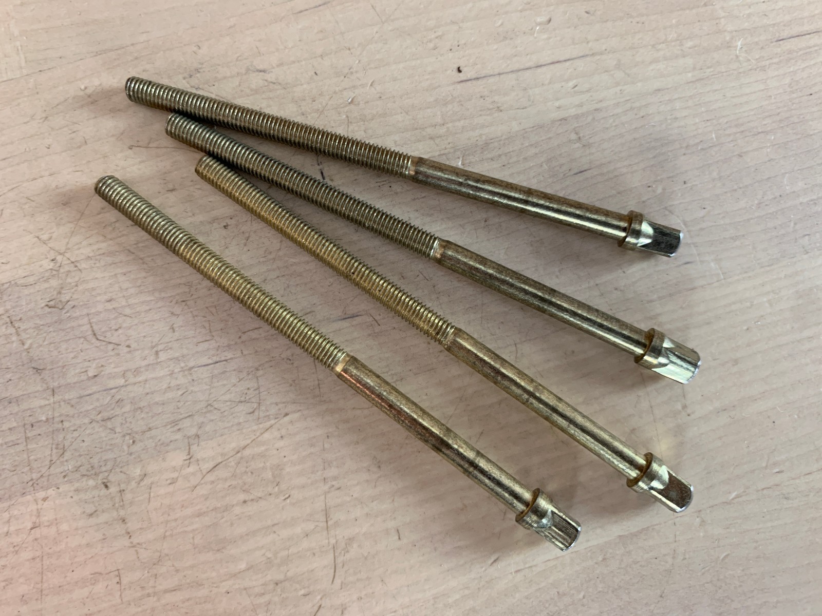 Lot of 4x DW DRUM WORKSHOP 3.75-Inch Bass Kick Drum TENSION ROD Parts Brass Gold
