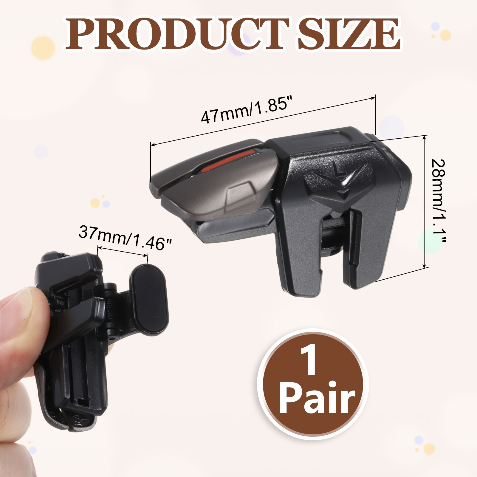 1 Pair Mobile Game Controller Triggers, 6 in 1 Black